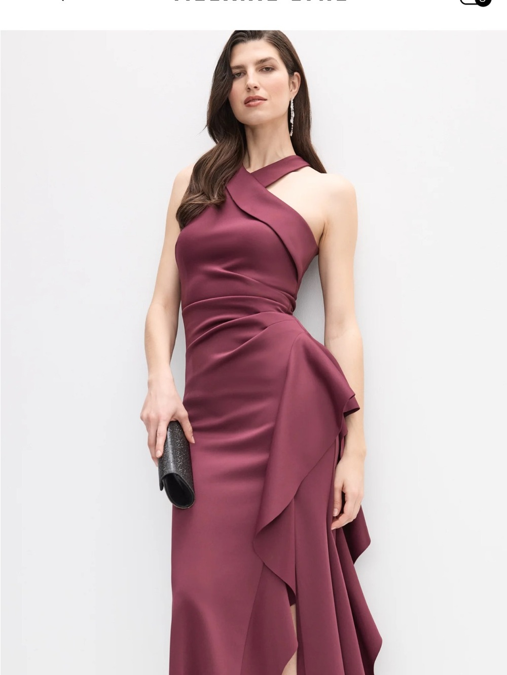 Women's BA Nites - Waterfall Ruffle Dress Wine Size 6